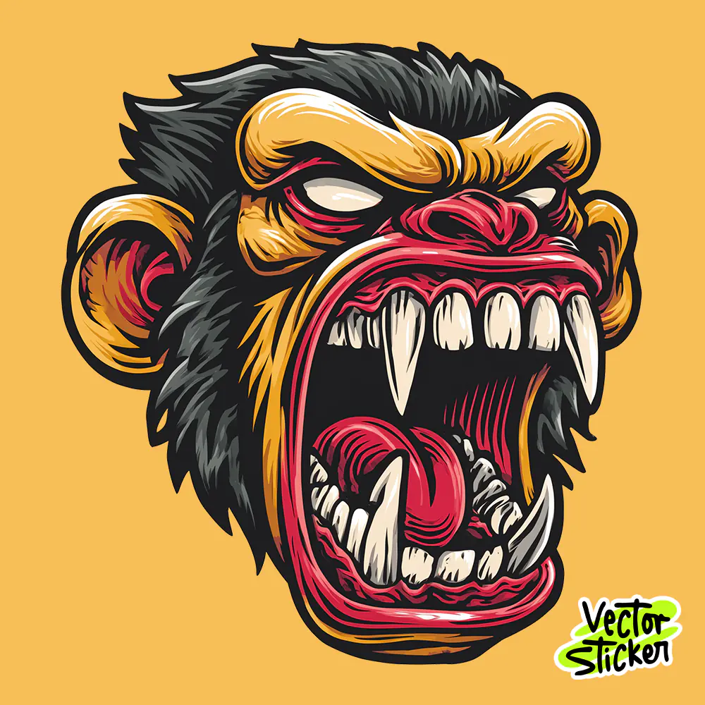 Angry Ape T-Shirt Design – Wild Animal PNG for Stickers & Streetwear