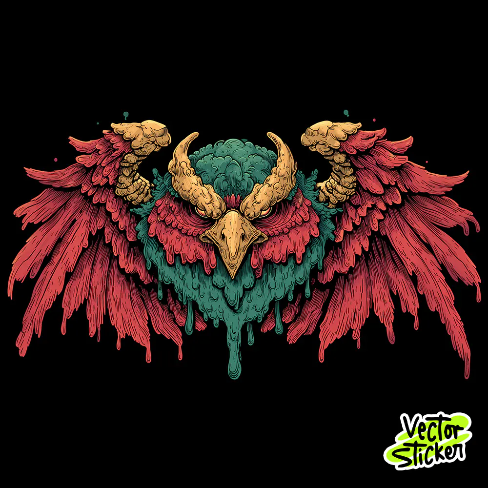 Winged Angry Bird – Gothic Fantasy Symbol T-Shirt Design Sticker