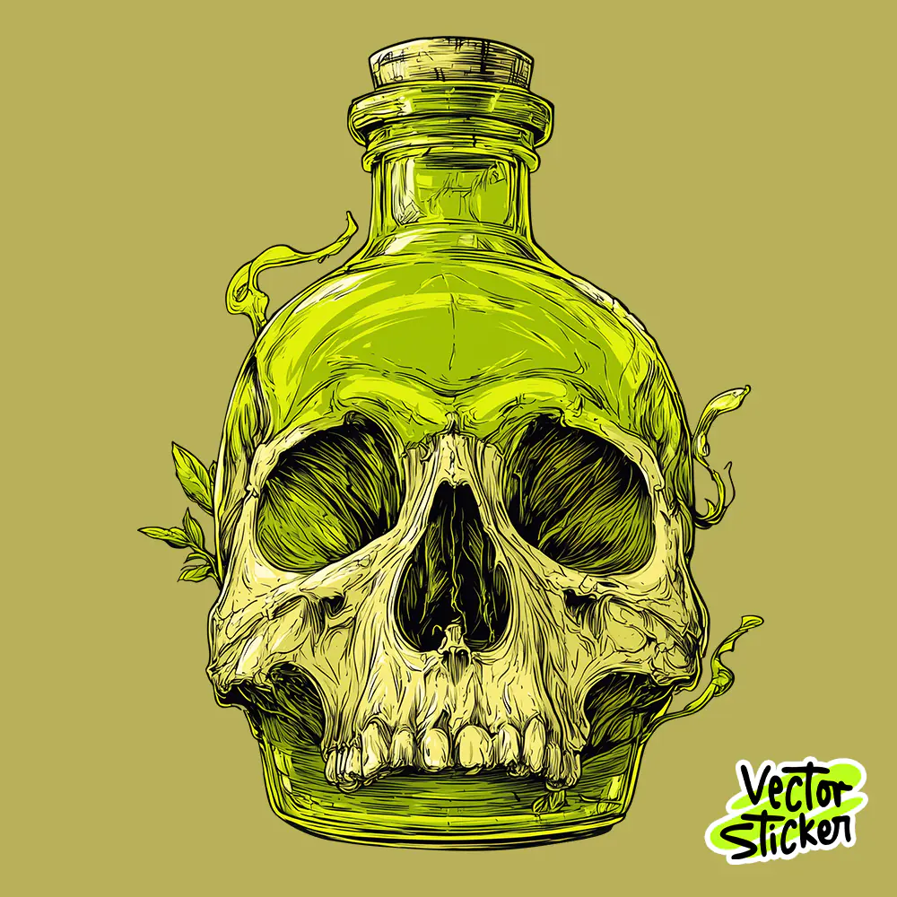 Toxic Skull Bottle Illustration — Free T-Shirt Graphic PNG