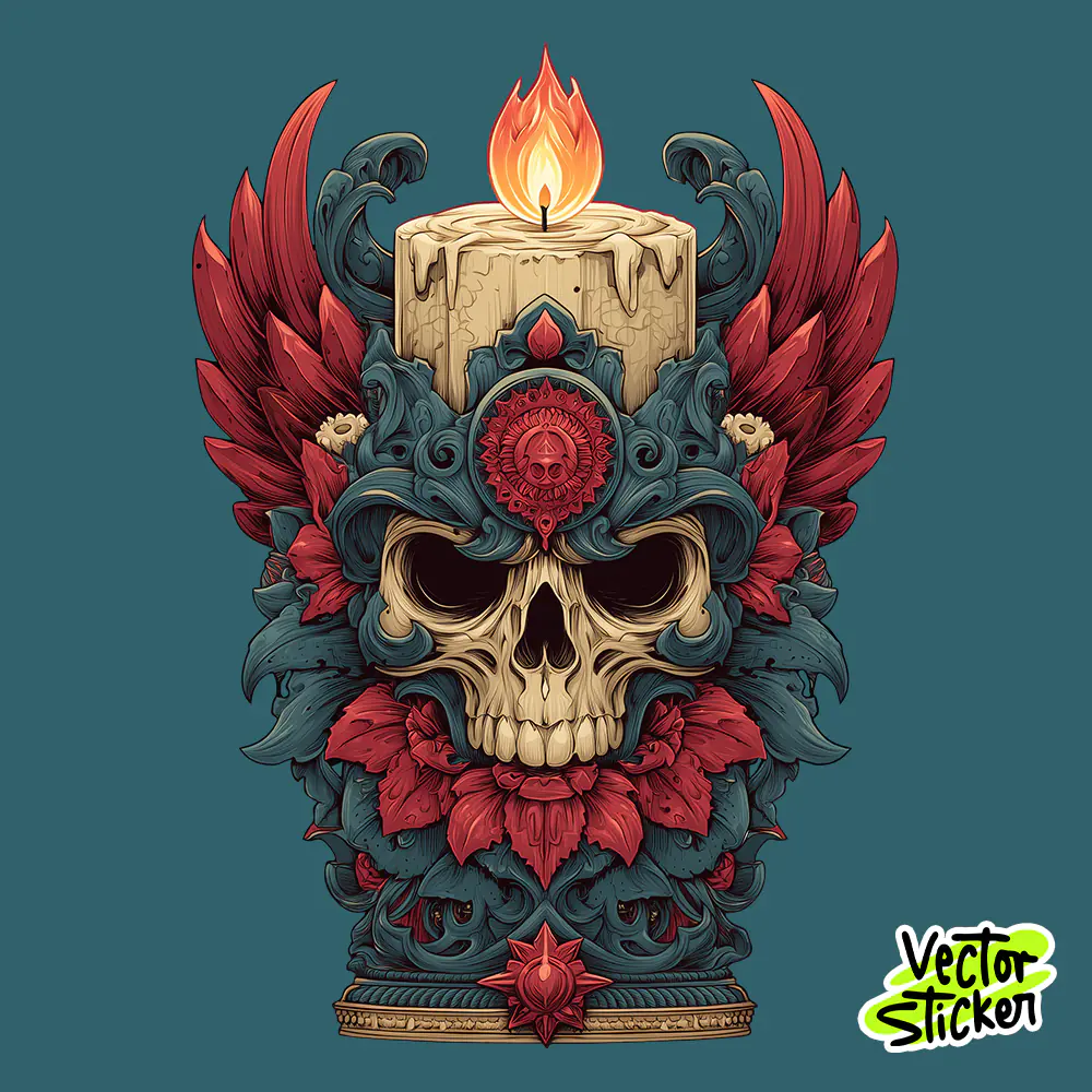 Sacred Skull Candle Totem Ornamental Dark Art PNG for T-Shirt Design