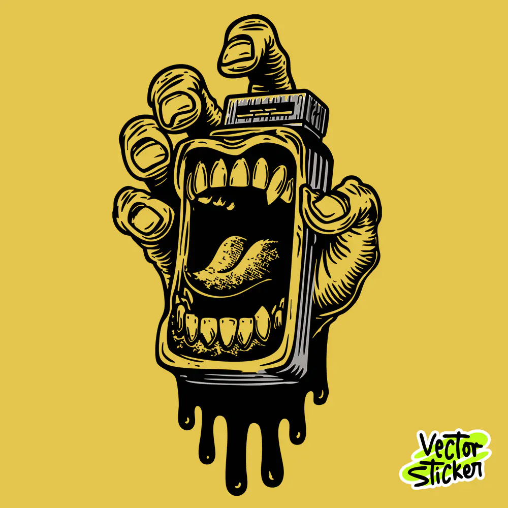 Screaming Phone Sticker | Surreal Mouth-in-Phone Vector PNG for Street Art