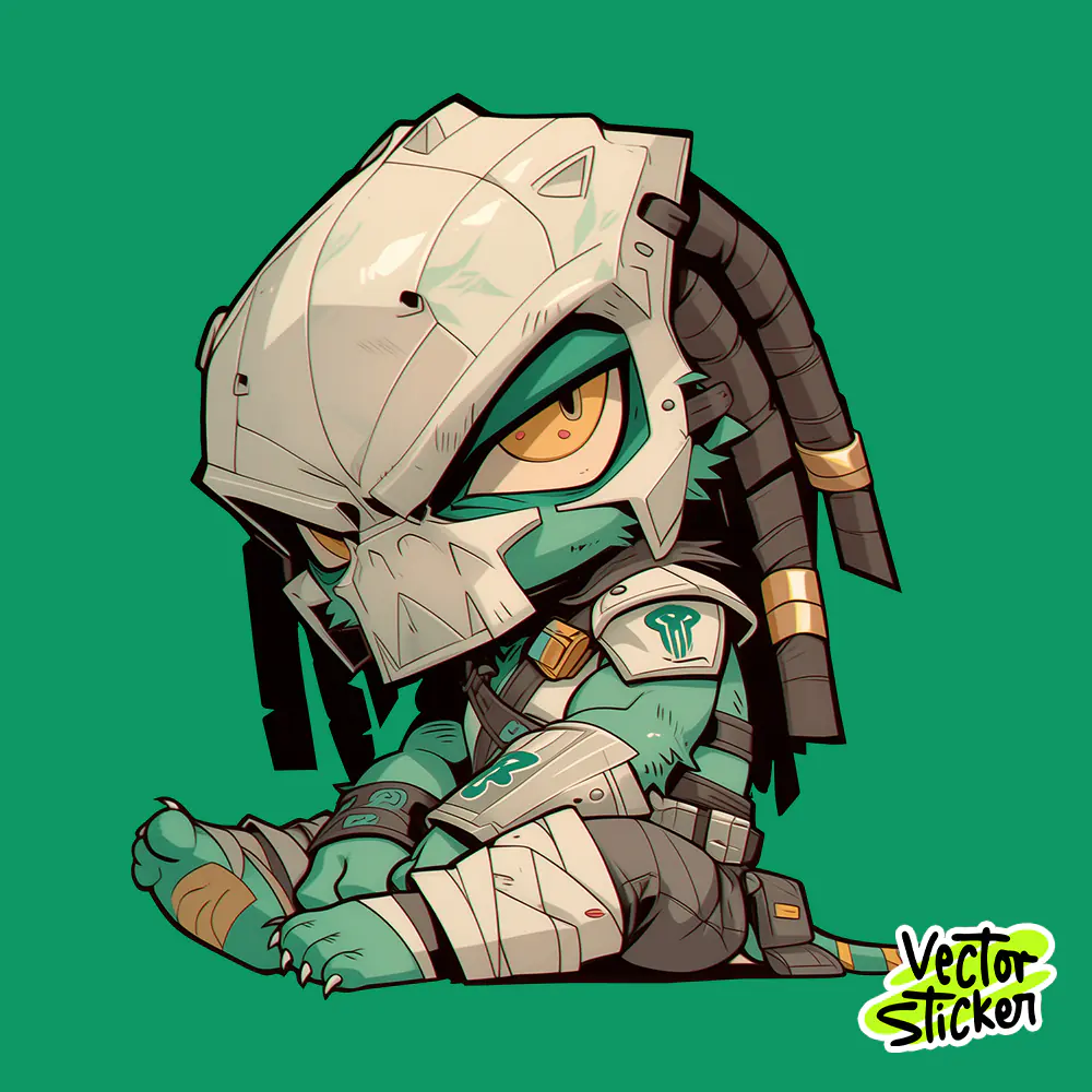Cute Predator Sticker Cartoon Sci-Fi Helmet Character Design