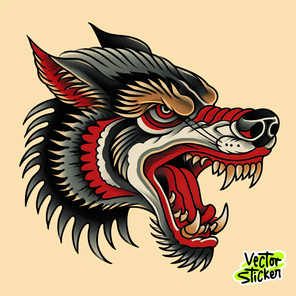 Free Vintage Wolf Head T-Shirt Design | Old School Tattoo Style