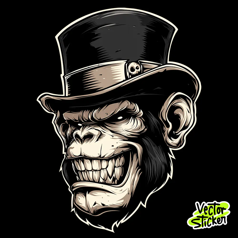Gentleman Ape with Top Hat – Free Multipurpose Illustration PNG