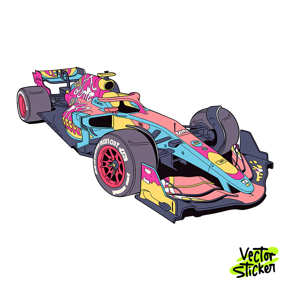 Glossy Teal F1 Racing Car Sticker Free PNG Download | Vectorsticker