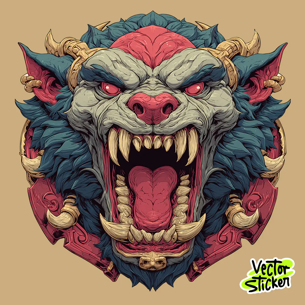 Demon Wolf Head Tattoo Style T Shirt Design High Resolution PNG