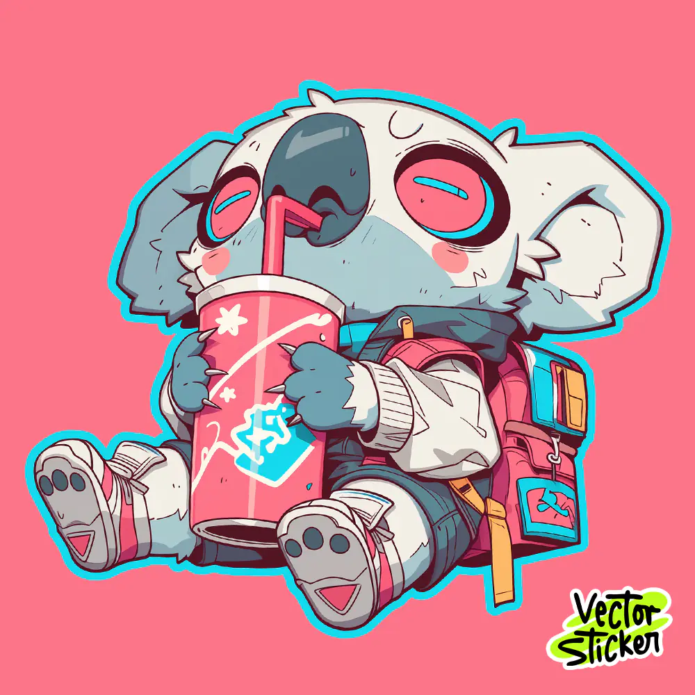 Cute Koala Sticker Cartoon Kawaii Pink Design