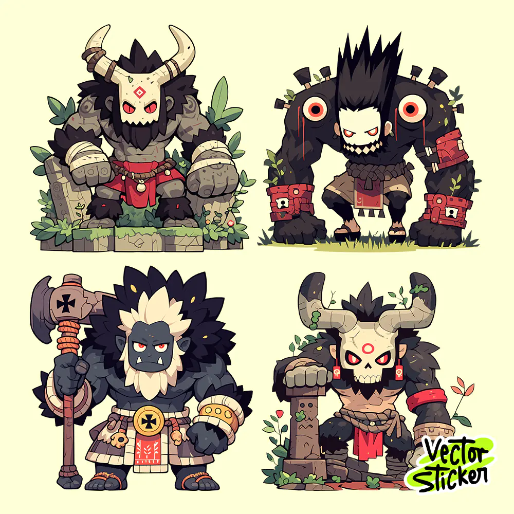 Barbarian Giant Free Sticker Pack | Fantasy Character Stickers PNG
