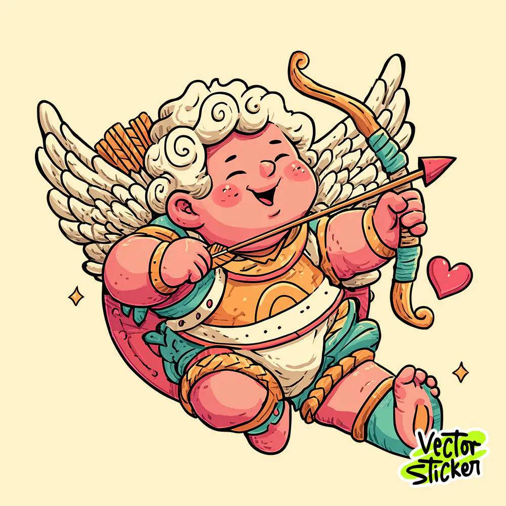 Cute Baby Cupid Valentine Cartoon Illustration PNG
