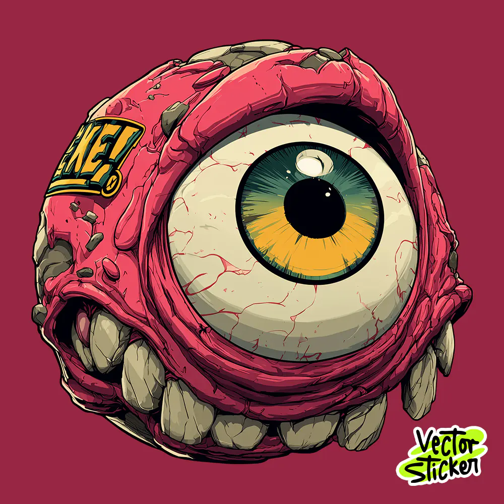 Free PNG Sticker Design Evil Eyeball Monster Cartoon