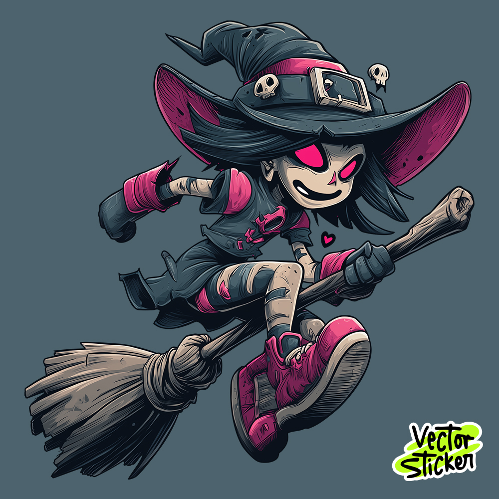 The Witch Illustration  Sticker for Halloween
