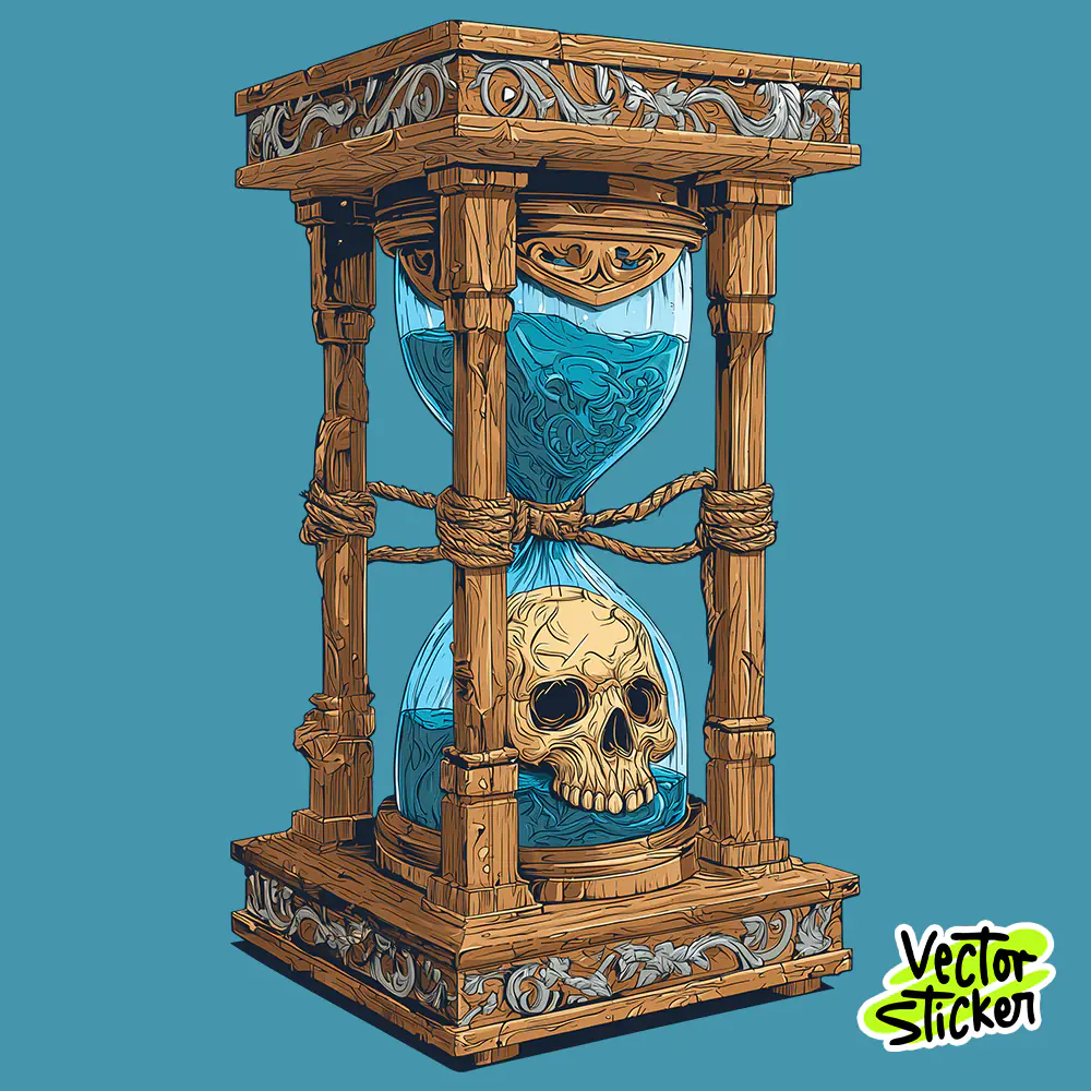 Gothic Wooden Hourglass Skull T-Shirt Design Free PNG | VectorSticker