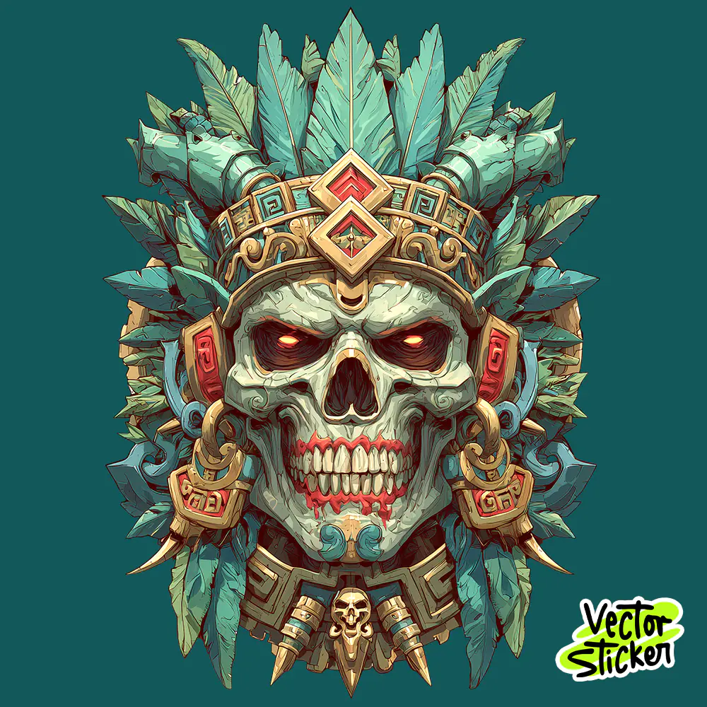 Ancient Aztec Skull Free T Shirt Design | Tribal Vector Art PNG