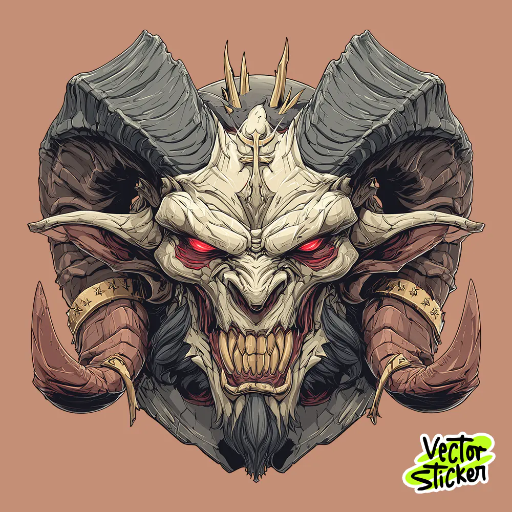 Demonic Baphomet Head Illustration For T shirt Designs