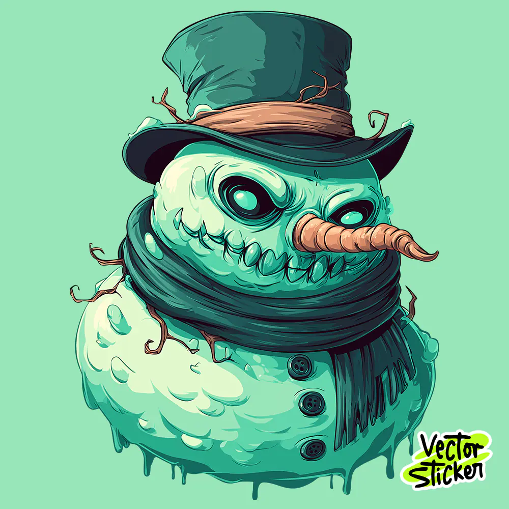 Creepy Snowman T-Shirt Design | Horror Christmas Illustration for Merch & Apparel