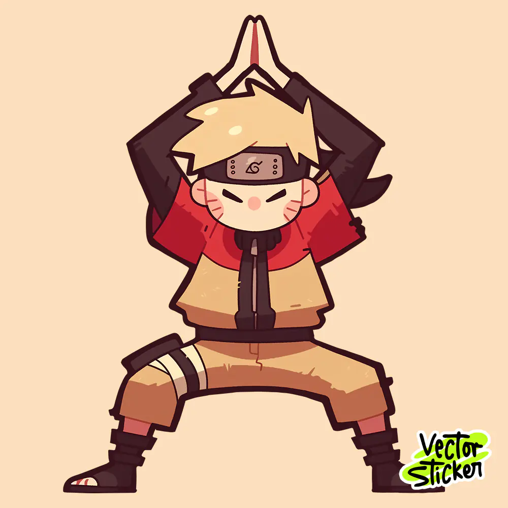 Free T Shirt Designs Anime Naruto Chibi Style Yellow and Red High Resolution PNG