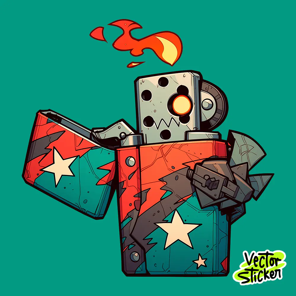 Graffiti Zippo Lighter Flame Illustration T-Shirt Sticker PNG