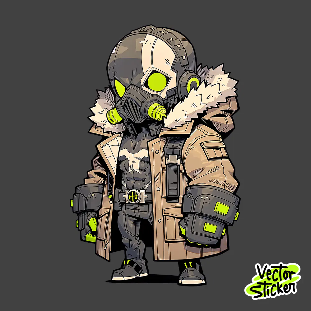 Cyber-Tactical Chibi Bane DC Villain Sticker Free PNG | VectorSticker