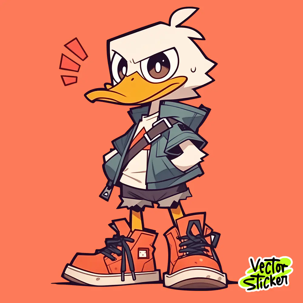 Free Streetwear Duck Character T-Shirt Design – Premium Vector Cartoon PNG