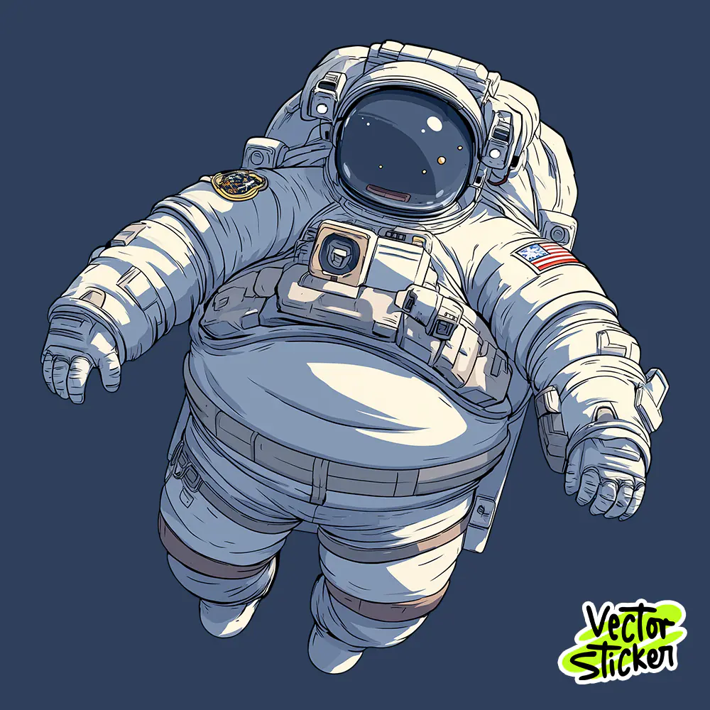 Fat Astronaut Explorer – Cosmic Space Suit T-Shirt Design Sticker
