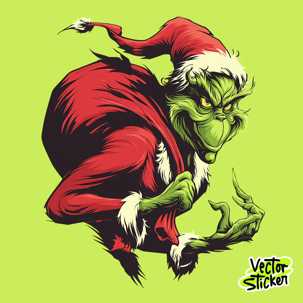 Evil Grinch Christmas Creature T-Shirt Design | Mischievous Holiday Character Illustration