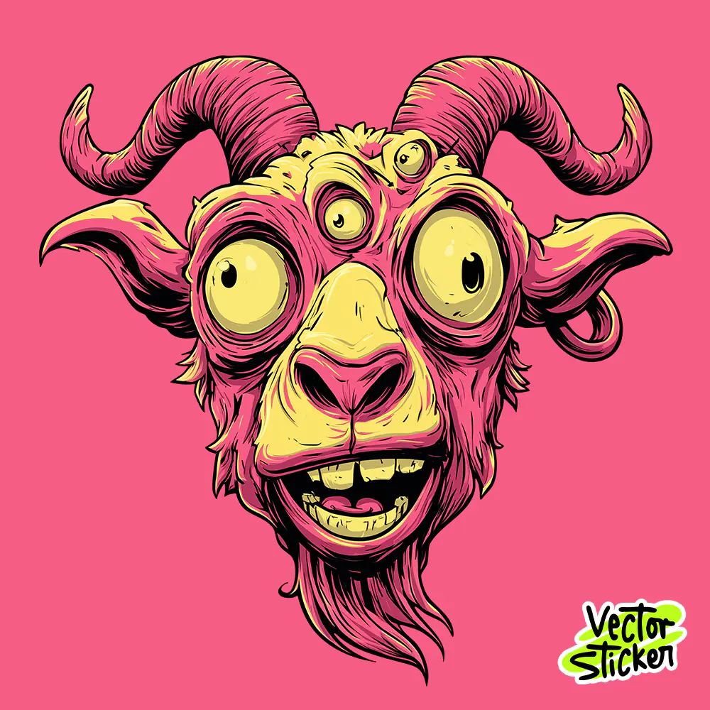 Free T Shirt Design – Three-Eyed Goat Monster Illustration
