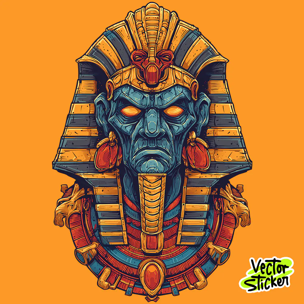 Blue Pharaoh Glowing Eyes Egyptian Mythology T Shirt Design High Resolution PNG