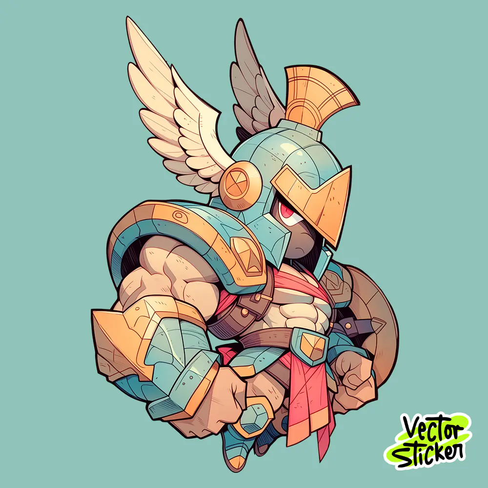 Chibi Greek Warrior Knight Sticker Free PNG | VectorSticker