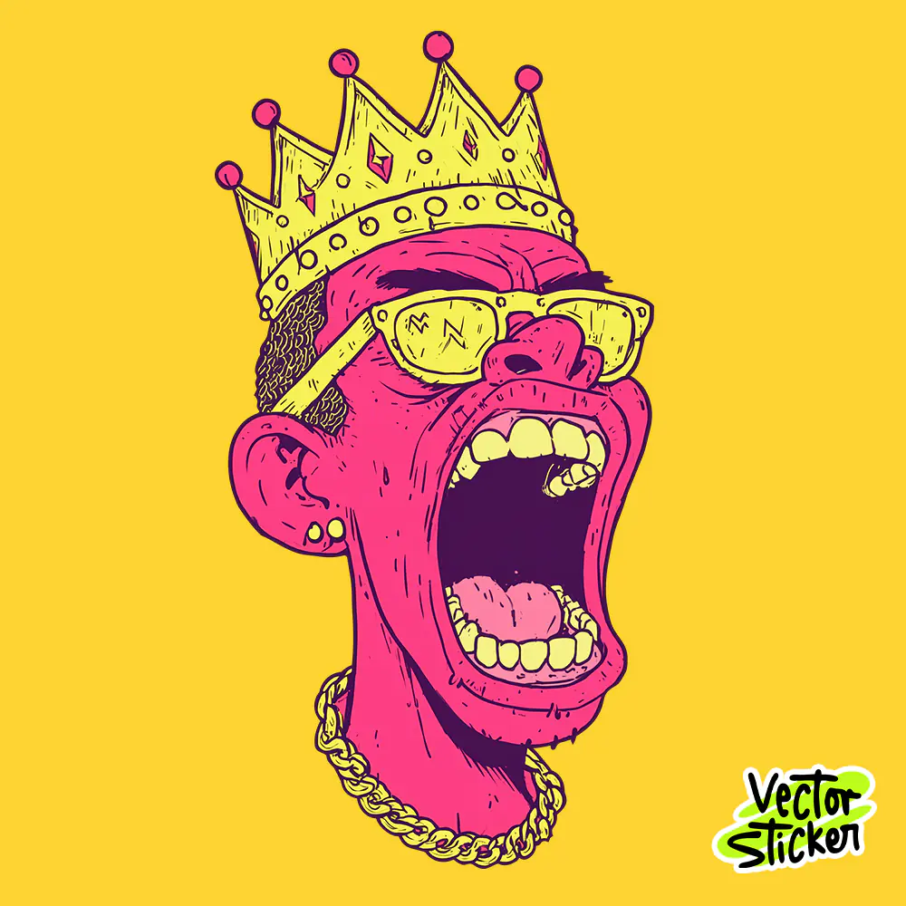 King Street Style Screaming Character Crown PNG for T Shirt Design