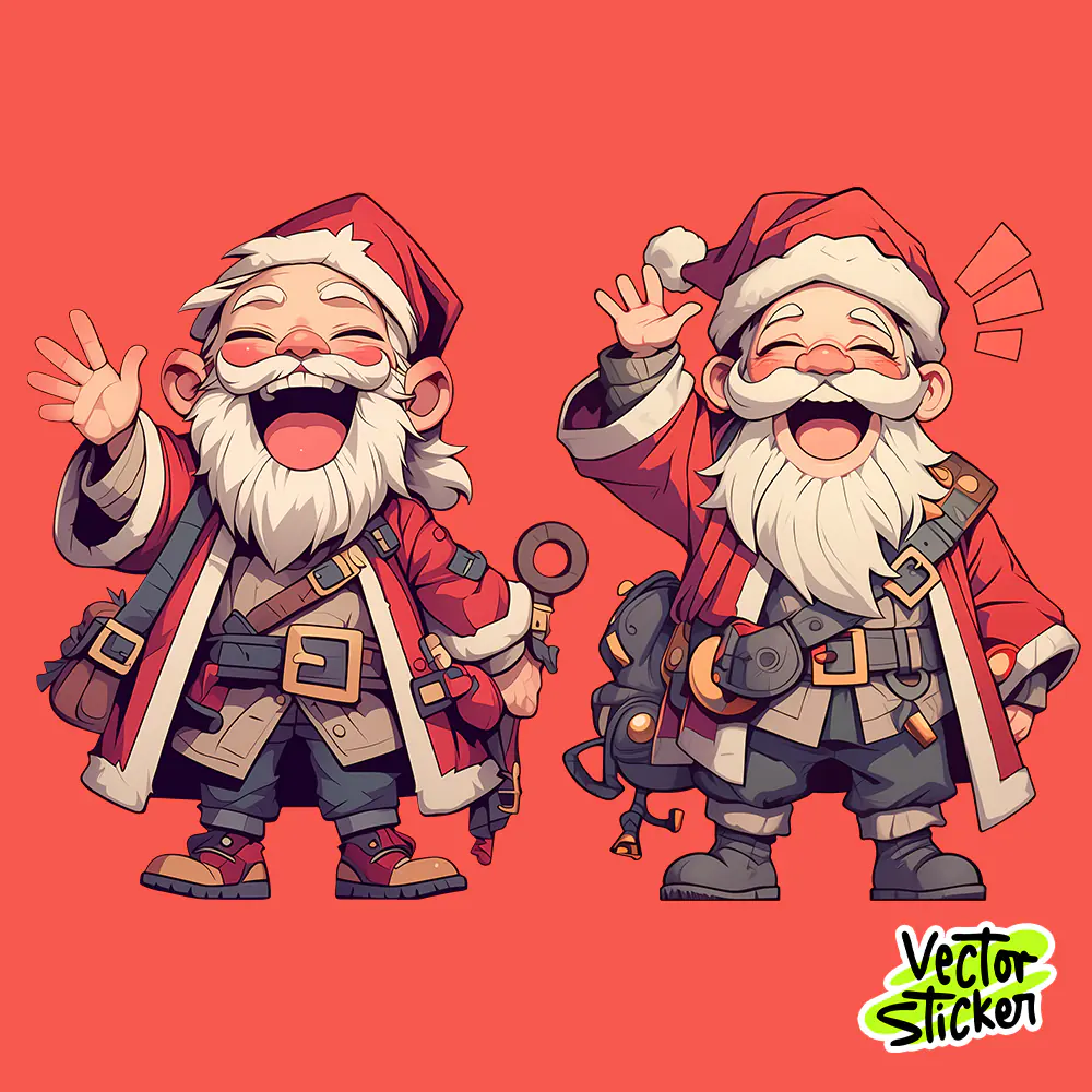 Happy Santa Duo – Cute Christmas Sticker Illustration