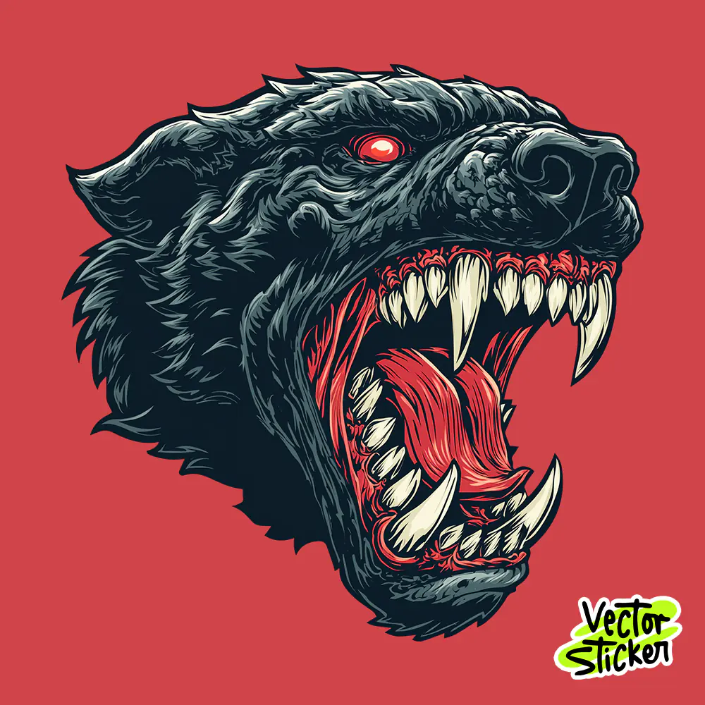 Angry Dog Head Vector Sticker | Free T-Shirt Design PNG