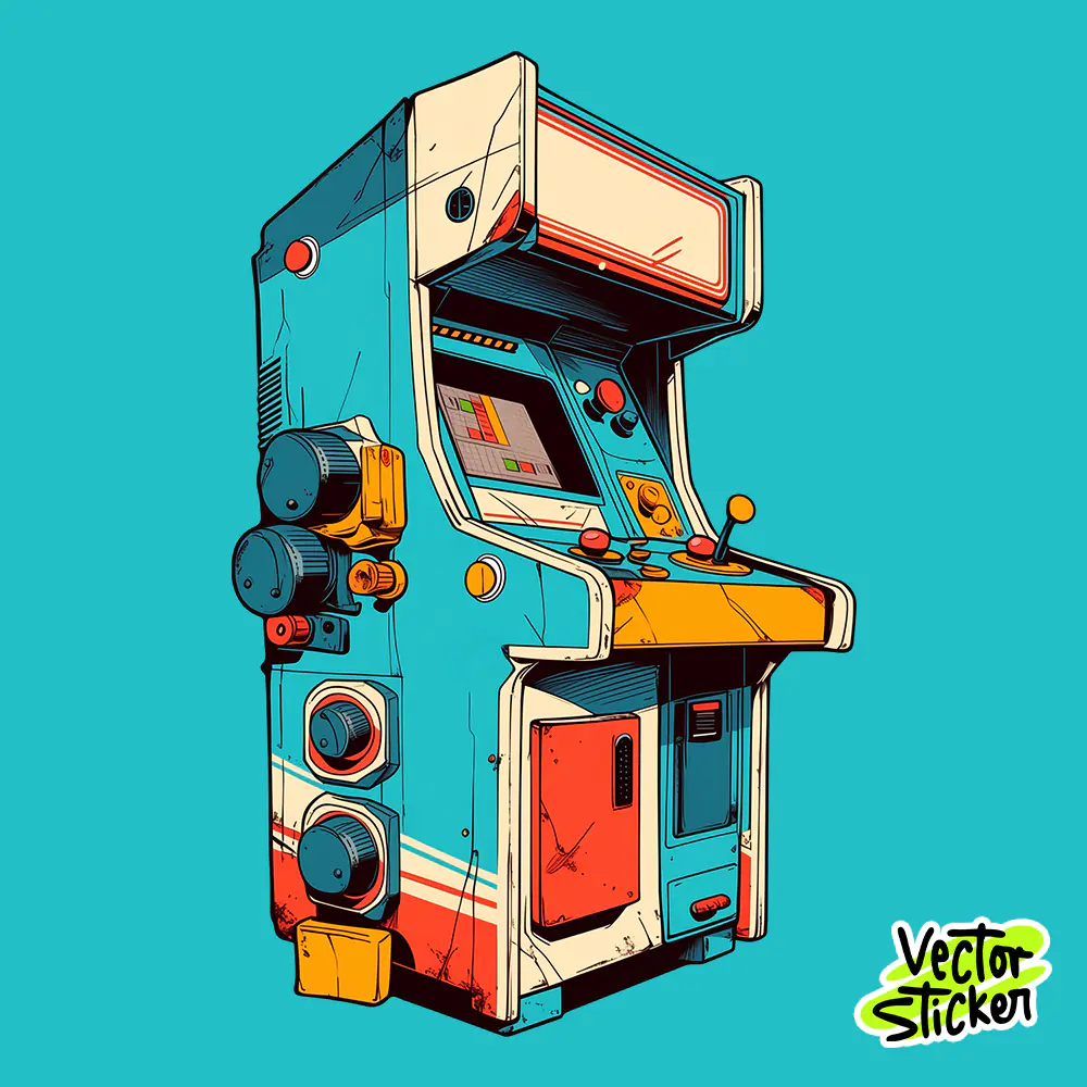 Cyberpunk Retro Arcade Machine Sticker Free PNG Download | Vectorsticker