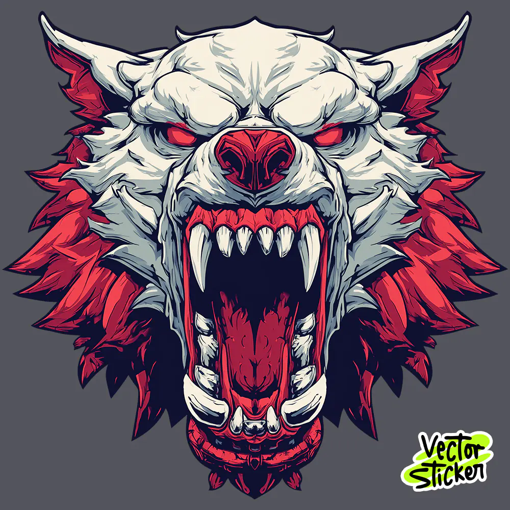 Hell Hound Wolf Head T-Shirt Illustration Free PNG Download