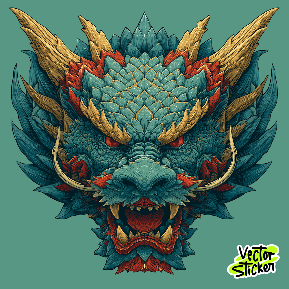 Vintage Tattoo Style Dragon Illustration Sticker