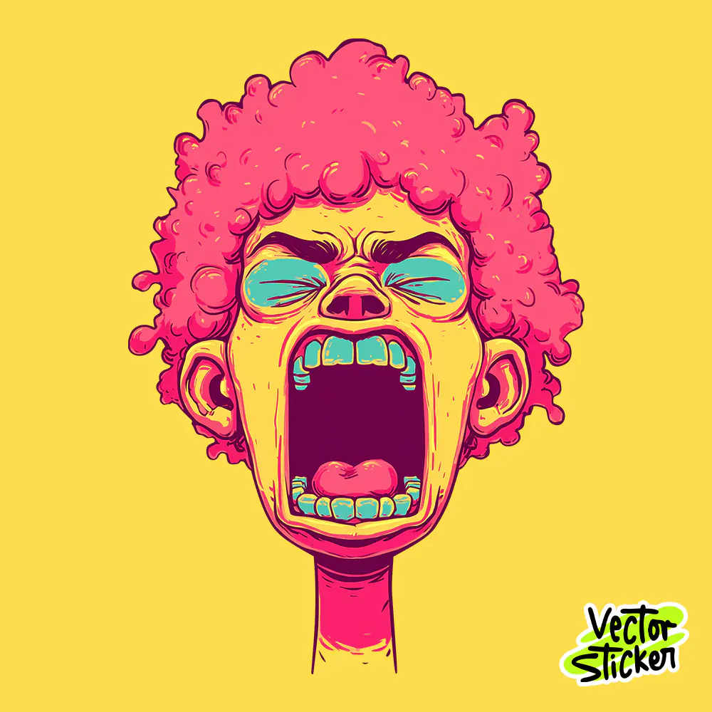 Intense Wide Mouth Scream Character Bold Art PNG for T Shirt Design