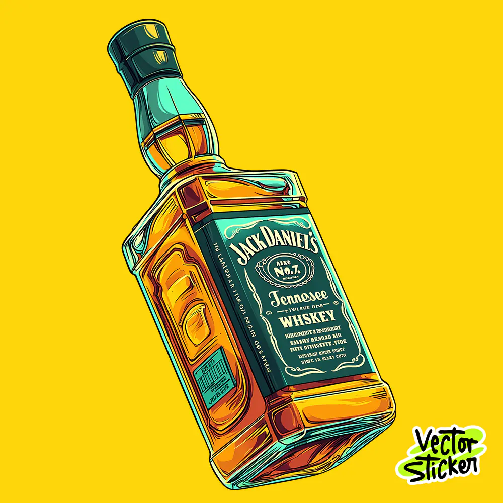 JDWhiskey Bottle Illustration – Retro Cartoon Vector Art