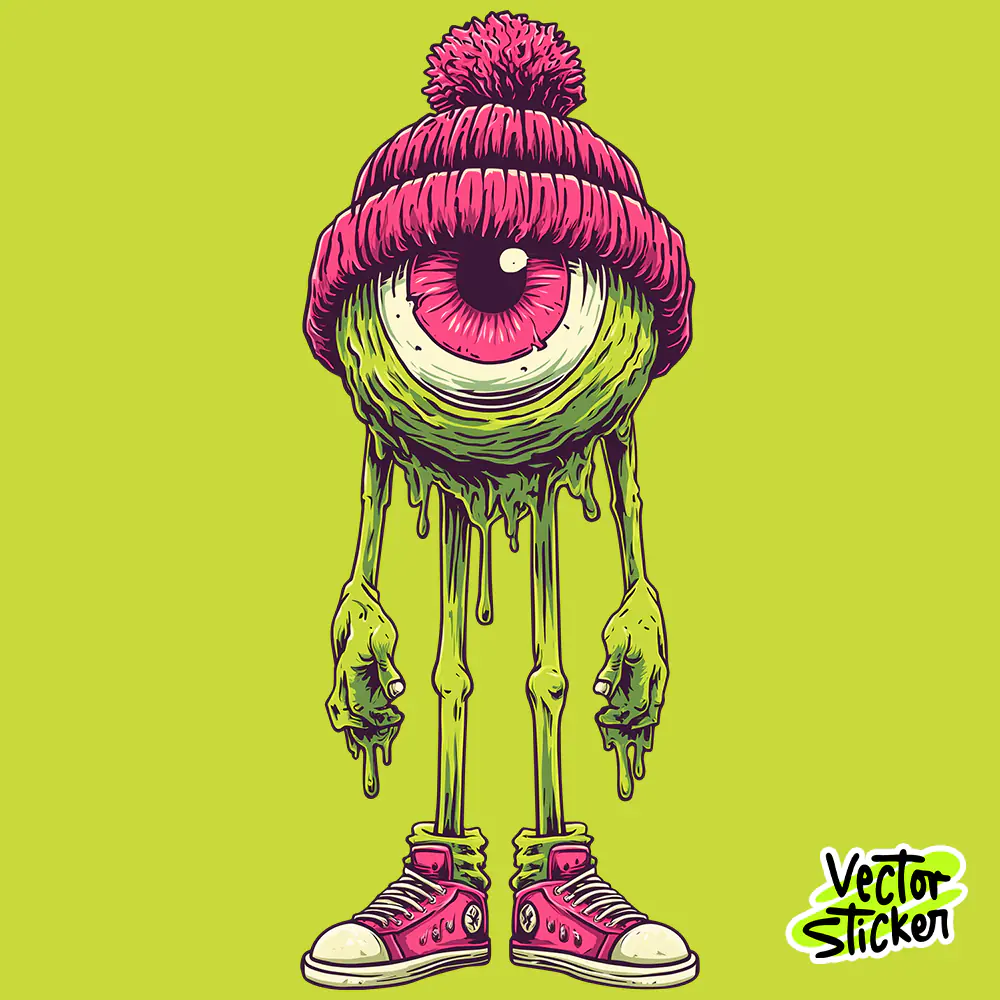 Slime Eyeball Monster Graffiti Sticker Free PNG Download