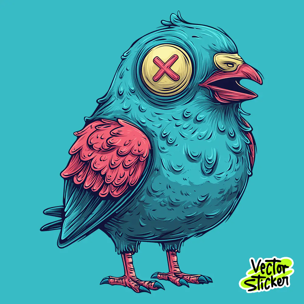 Free Blue Bird Cartoon Sticker | Cute Animal Vector Art