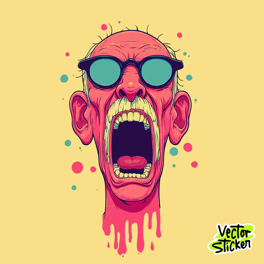 Free T Shirt Designs Screaming Man Bold Color Illustration High Resolution PNG