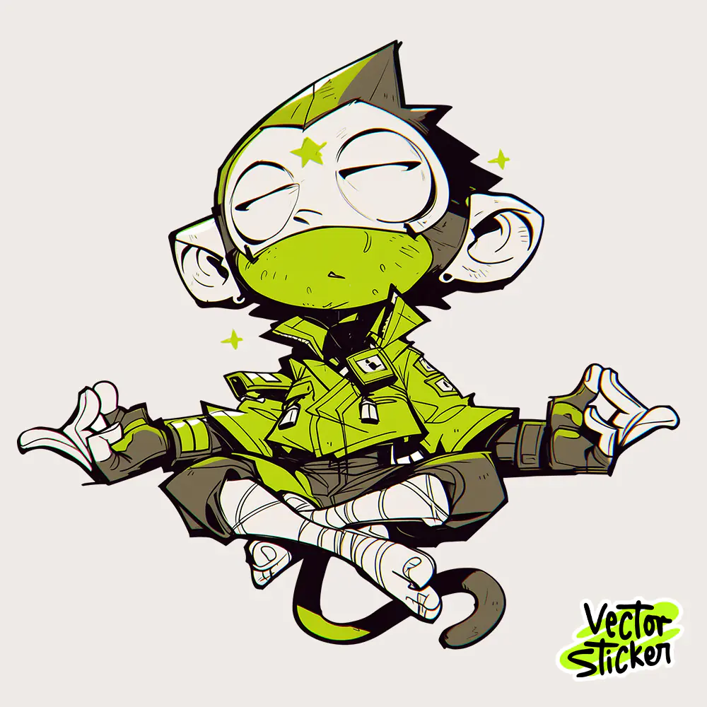 Zen Monkey Meditation T Shirt Design Calm Cartoon Style