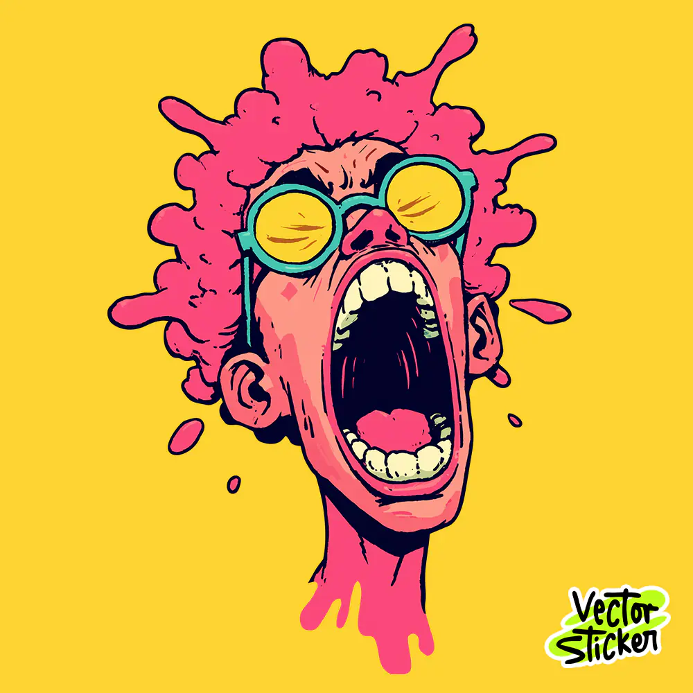 Wild Glasses Scream Face Crazy Expression PNG for T Shirt Design