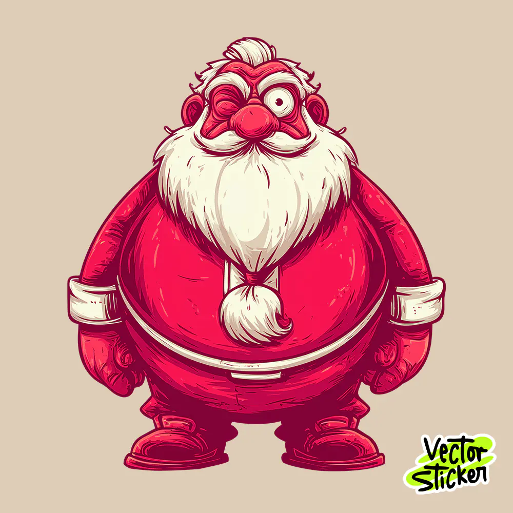 Free Cute Santa Sticker Design – Funny Christmas Illustration PNG