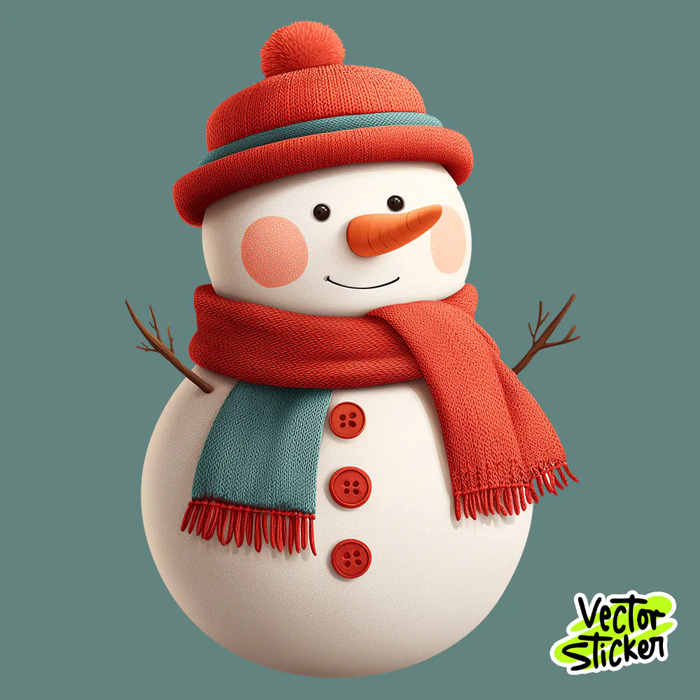 Cute Snowman Ball Style Sticker PNG