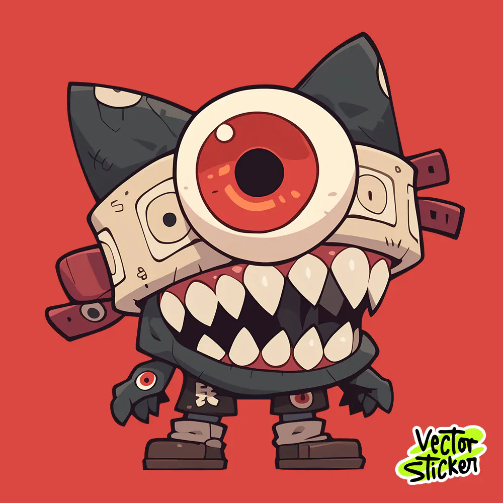 Cute Monster Cartoon Vector Sticker for Multipurpose use