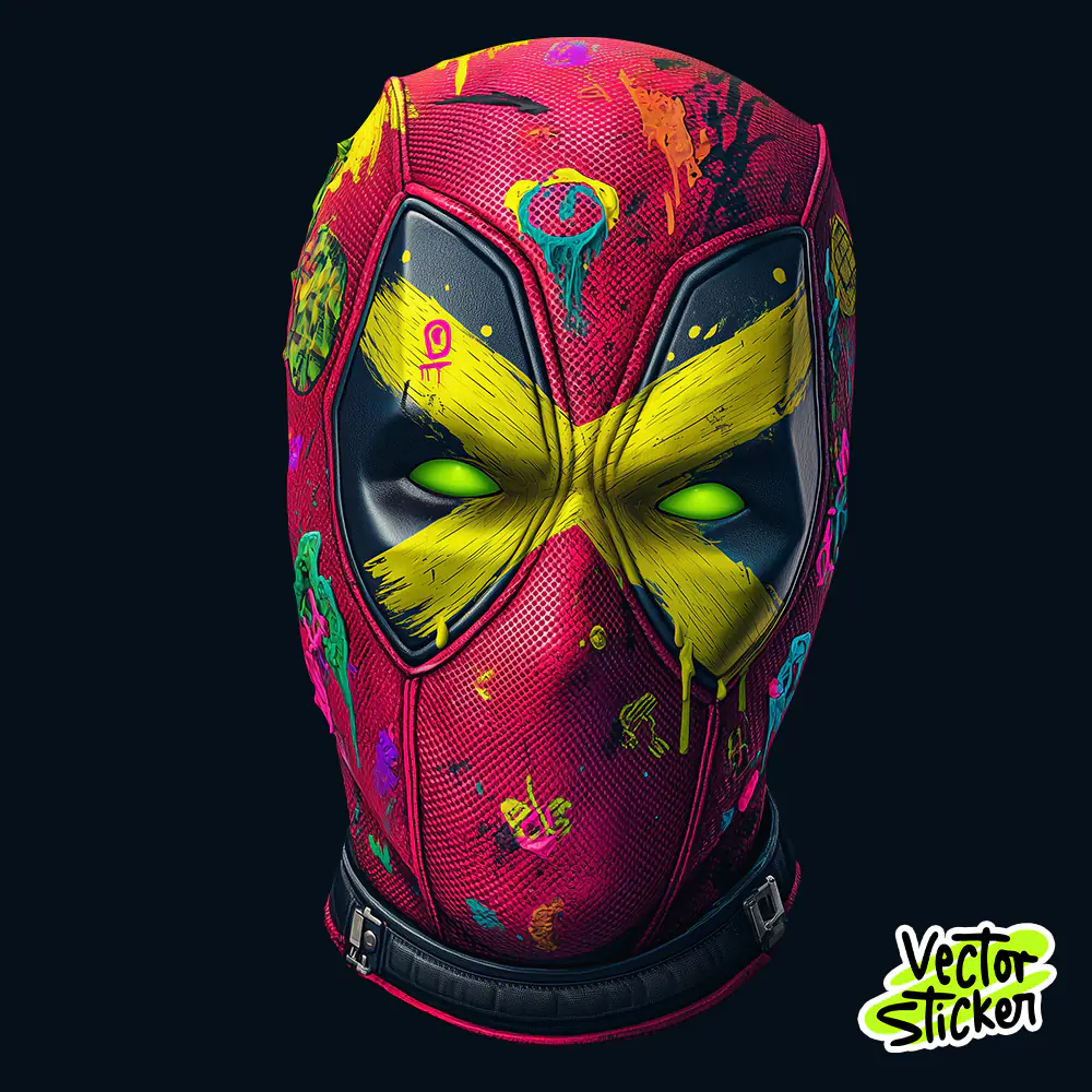 Deadpool Mask PNG Free Download | Neon Superhero Face Art