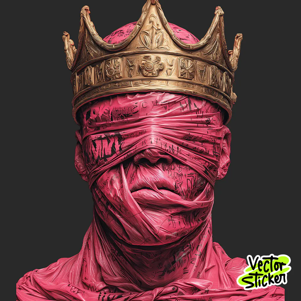 Crowned King Portrait Dark Illustration Free T Shirt Design