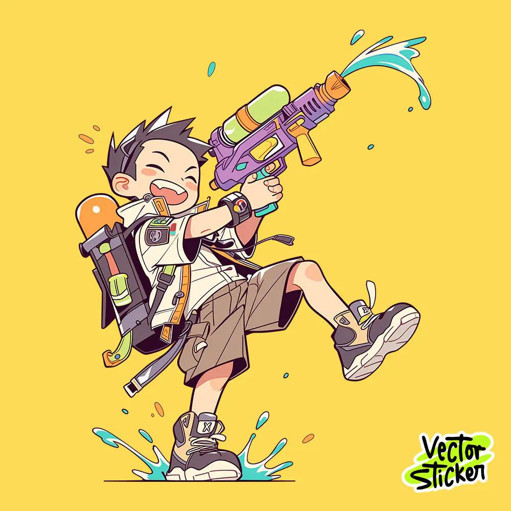 Thingyan Water Festival Myanmar Kid Water Gun Action PNG