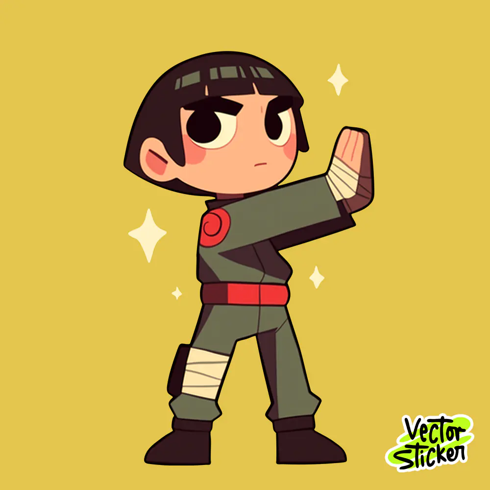 Rock Lee Cute Anime Shinobi Ninja Sticker PNG