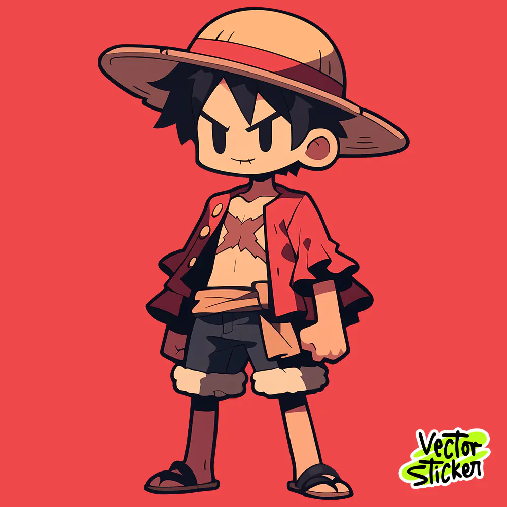 Monkey D. Luffy Cartoon Style PNG Sticker