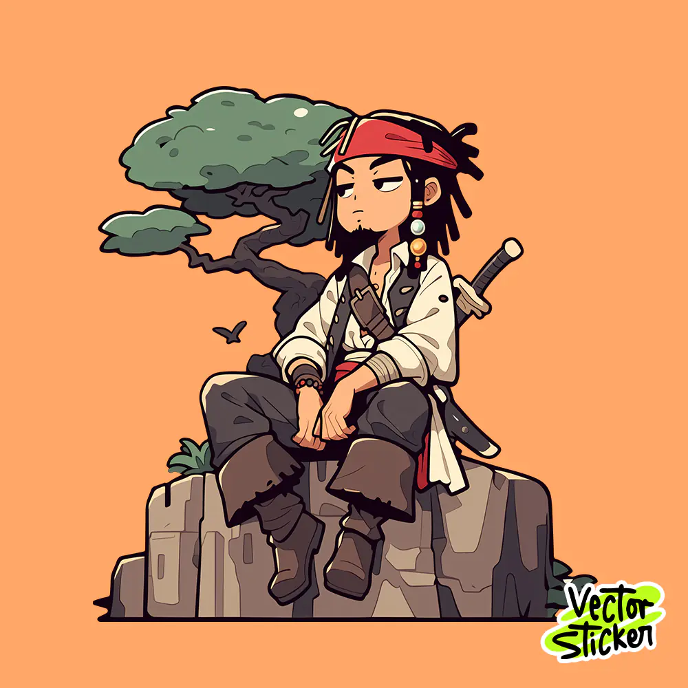 Cute Pirate Character Sticker – Free PNG Cartoon Illustration